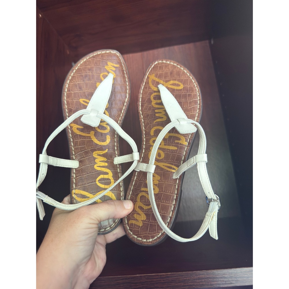Sam Edelman Gigi White T-Strap Thong Sandals Croc Footbed Womens 9